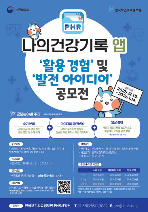 나의건강기록(PHR) 앱 ‘활용 경험’ 및 ‘발전 아이디어’ 공모전